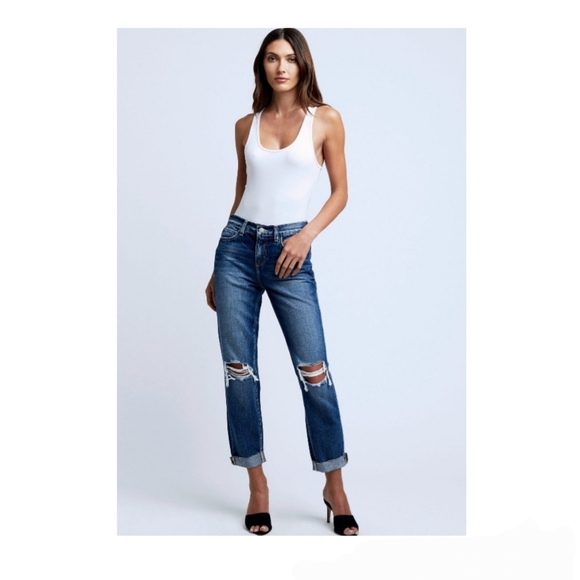 L'Agence Olga High Rise Cigarette with Cuff Size 23 Cropped Denim Jean NEW NWT - Picture 1 of 14